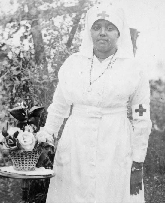 Maude Hines in Red Cross uniform, 1918